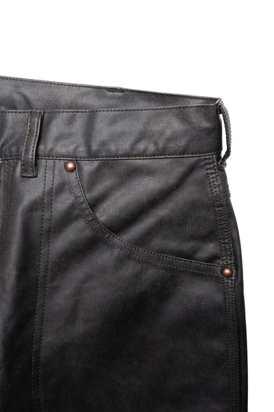 Painter Pants Lined Aged Fake Leather - Black