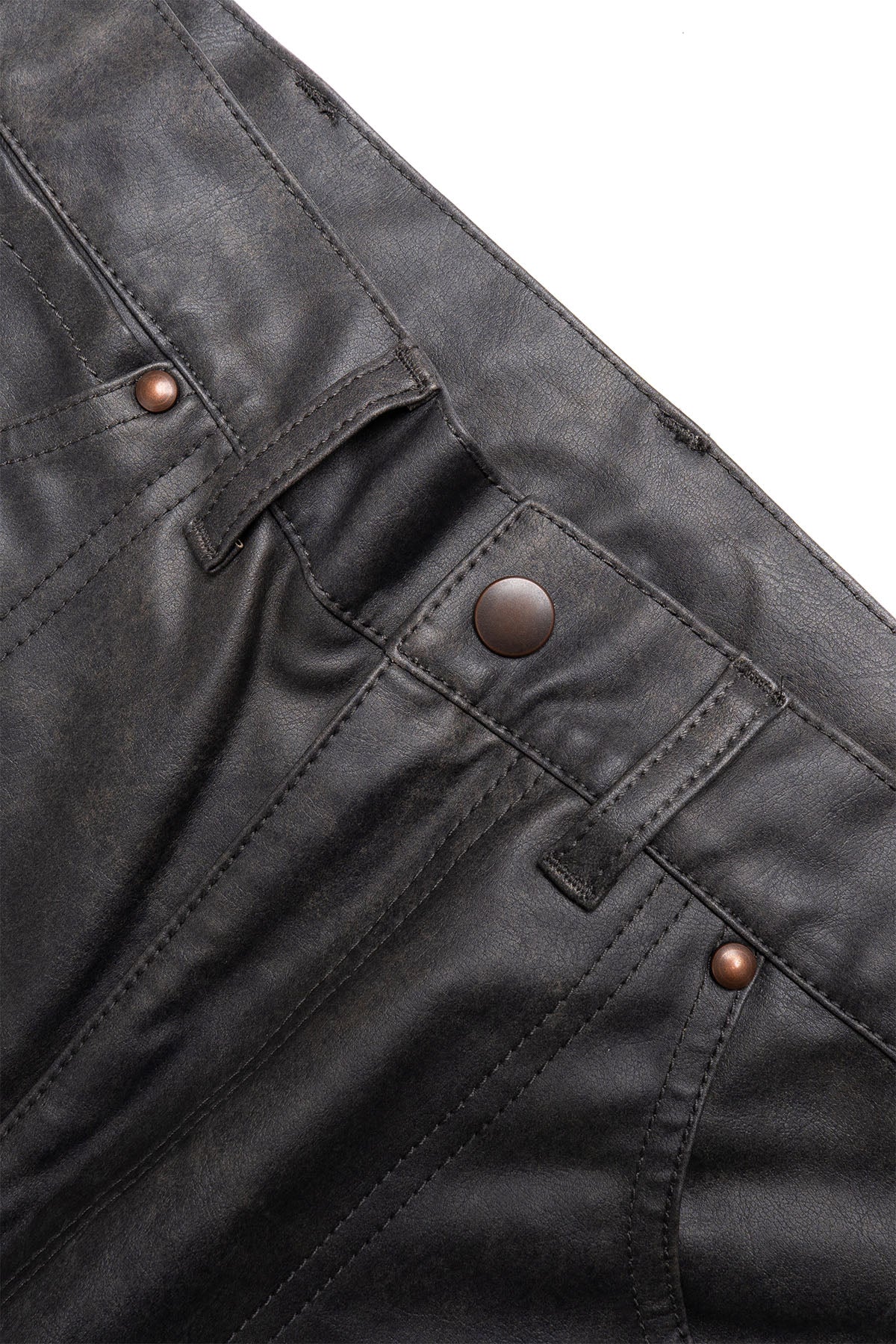 Painter Pants Lined Aged Fake Leather - Black