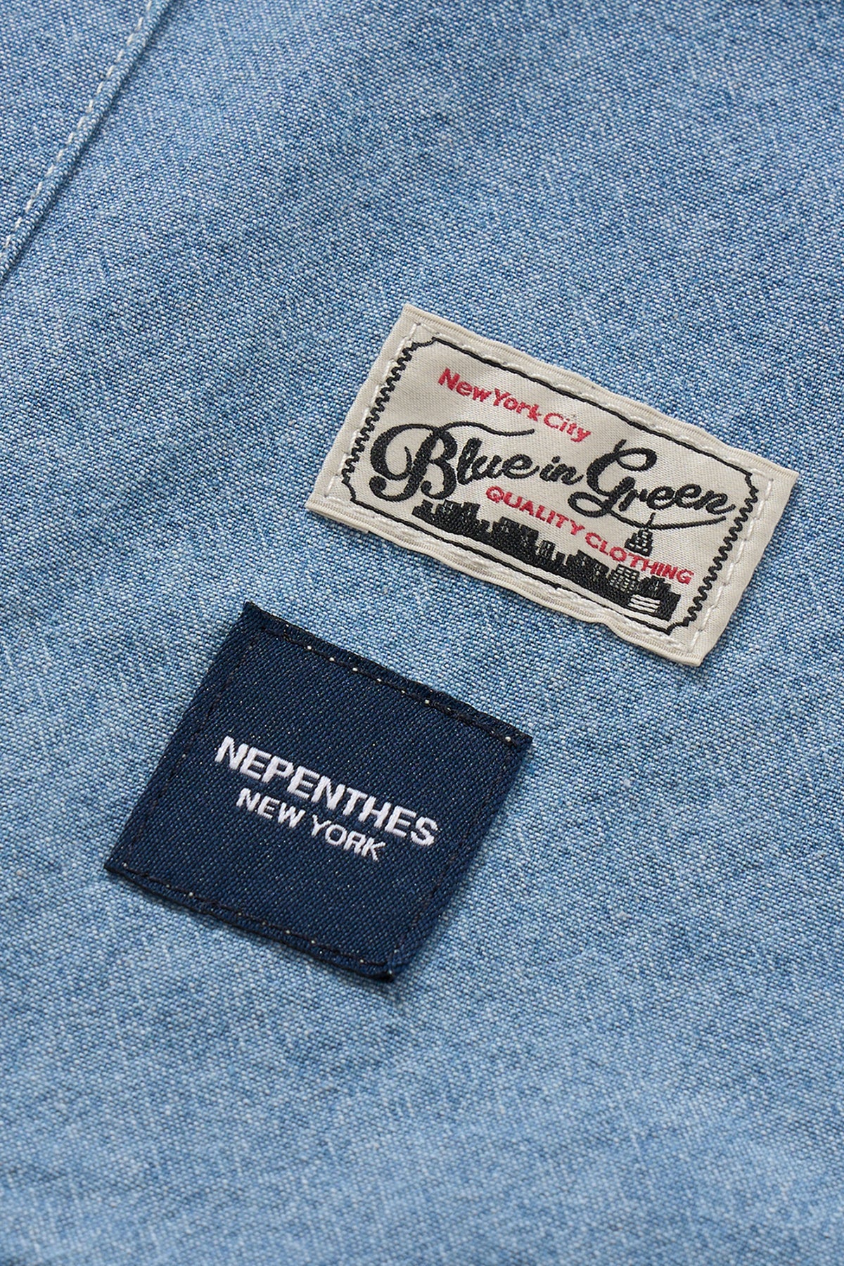 S/S Cargo Shirt for Nepenthes NY and Blue in Green - Light Blue