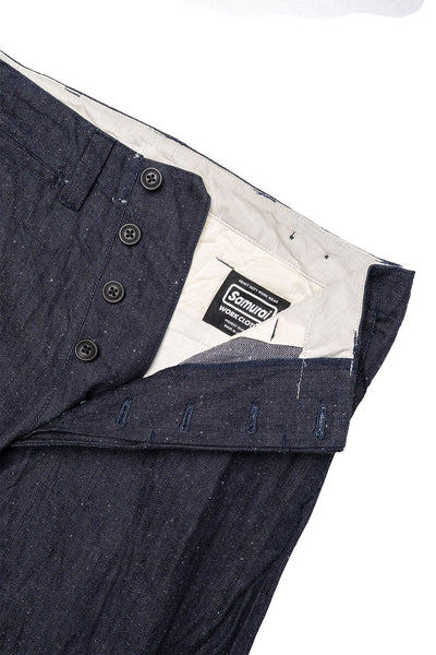 13oz Neppy HBT Military Wide Trousers - Indigo