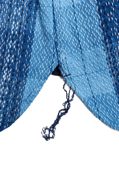 Rain-Drop Sashiko x "Kasuri" Flannel Work Shirt - Natural Indigo