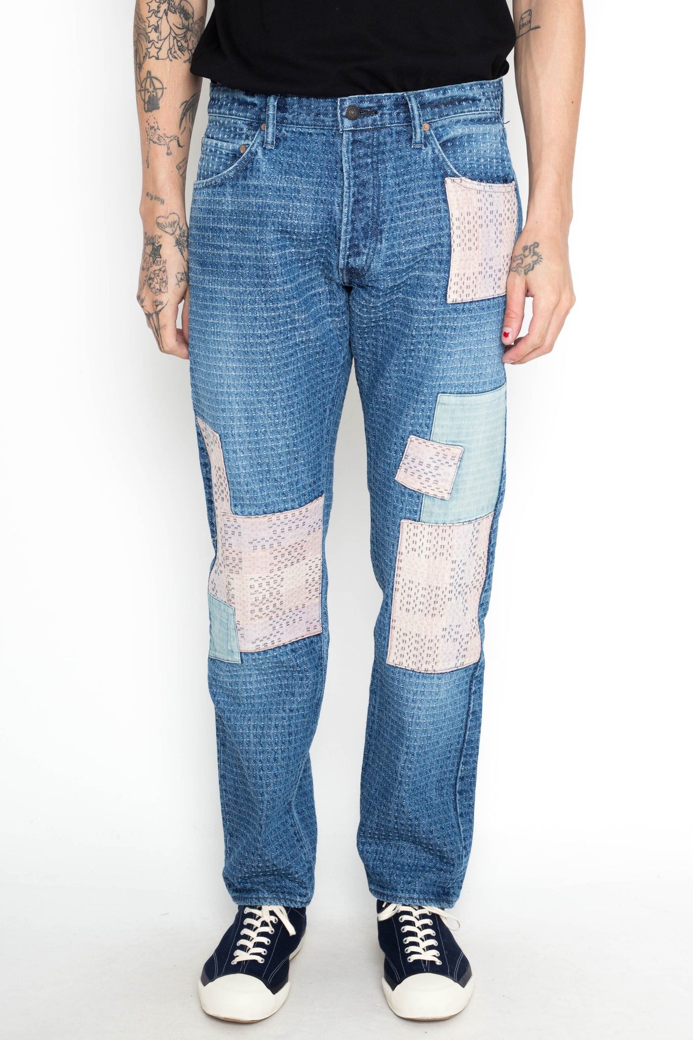 D1855US Sashiko BORO Denim Jeans - Used Indigo