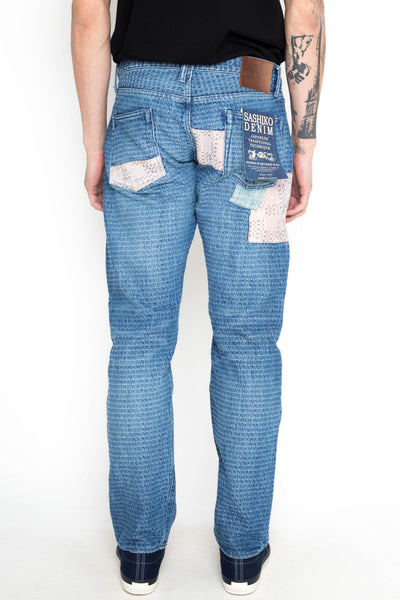 D1855US Sashiko BORO Denim Jeans - Used Indigo