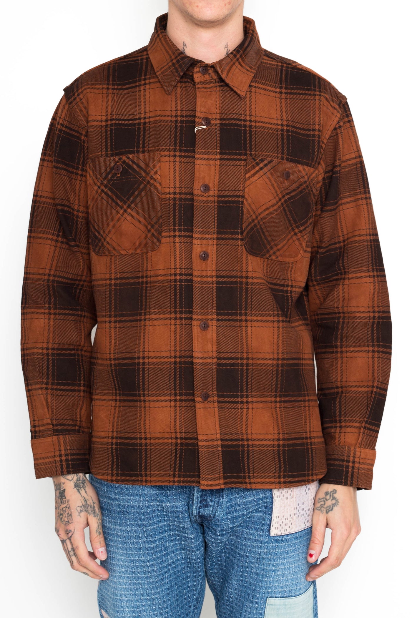 Amami Dorozome Flannel Shirt - Brown