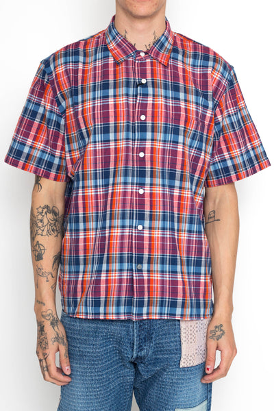 Lax Short Sleeve Shirt Standard Weave MADRAS CHECK - Red