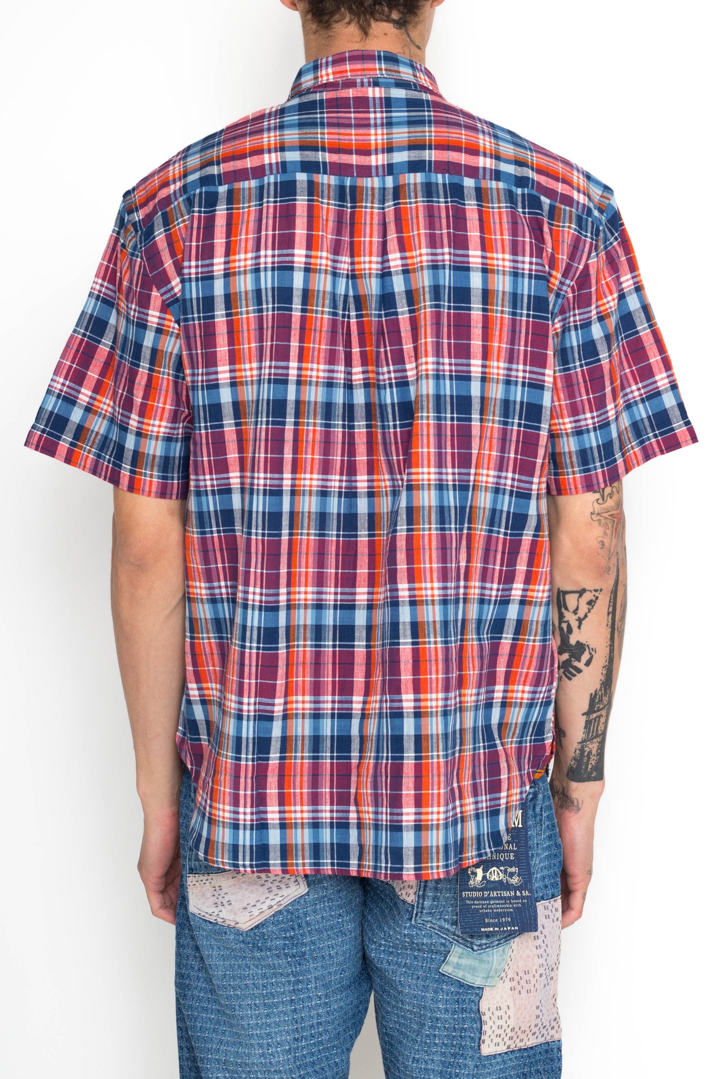 Lax Short Sleeve Shirt Standard Weave MADRAS CHECK - Red