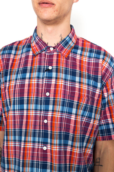 Lax Short Sleeve Shirt Standard Weave MADRAS CHECK - Red