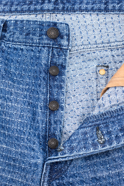 D1855US Sashiko BORO Denim Jeans - Used Indigo