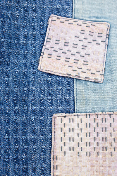 D1855US Sashiko BORO Denim Jeans - Used Indigo