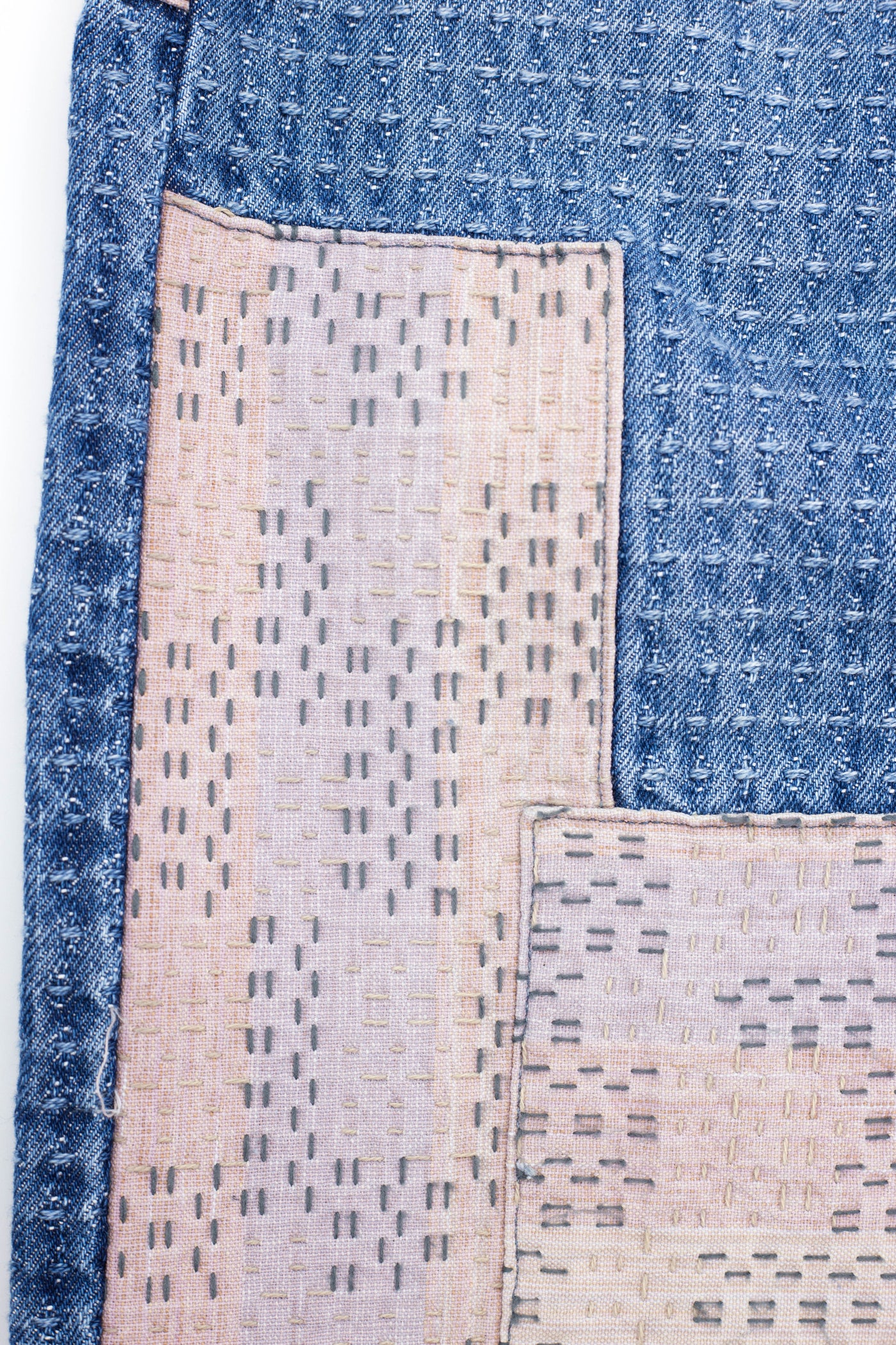 D1855US Sashiko BORO Denim Jeans - Used Indigo