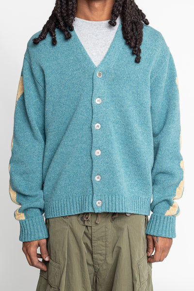5G Wool BONE Short Cardigan - Sax