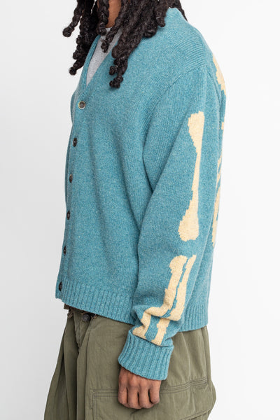 5G Wool BONE Short Cardigan - Sax