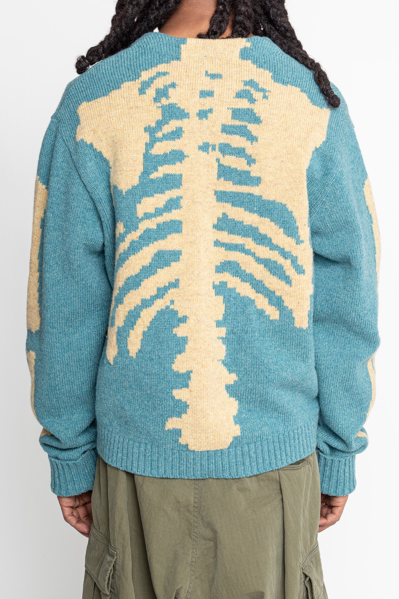 5G Wool BONE Short Cardigan - Sax