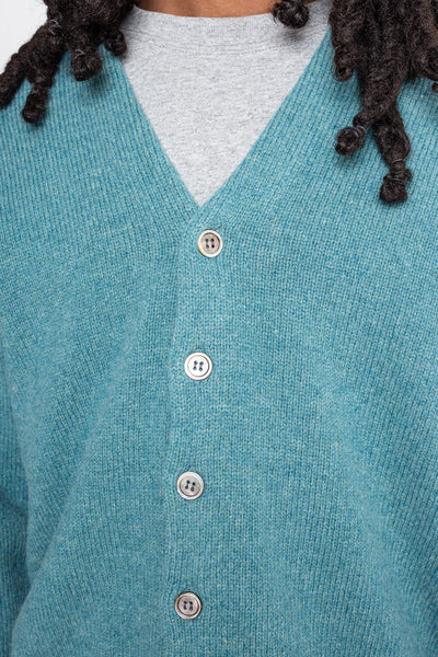 5G Wool BONE Short Cardigan - Sax