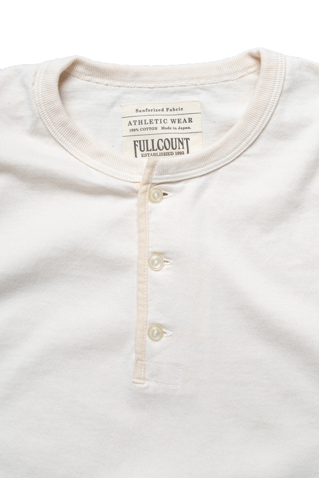Flat Seam Heavy Weight Henley Long T Shirt - Ecru