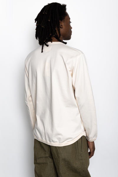 Flat Seam Heavy Weight Henley Long T Shirt - Ecru