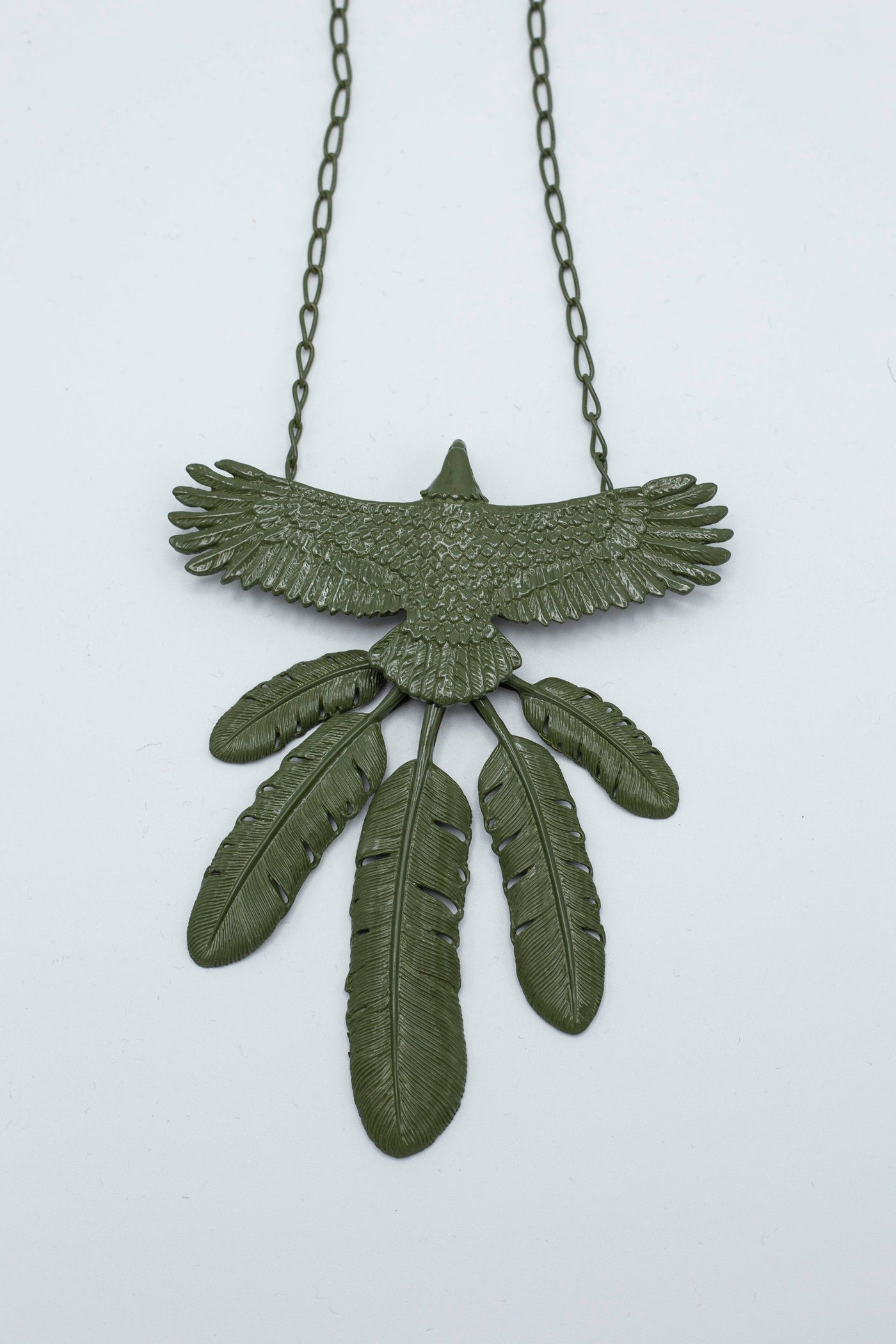 Laquered EAGLE Necklace - Khaki