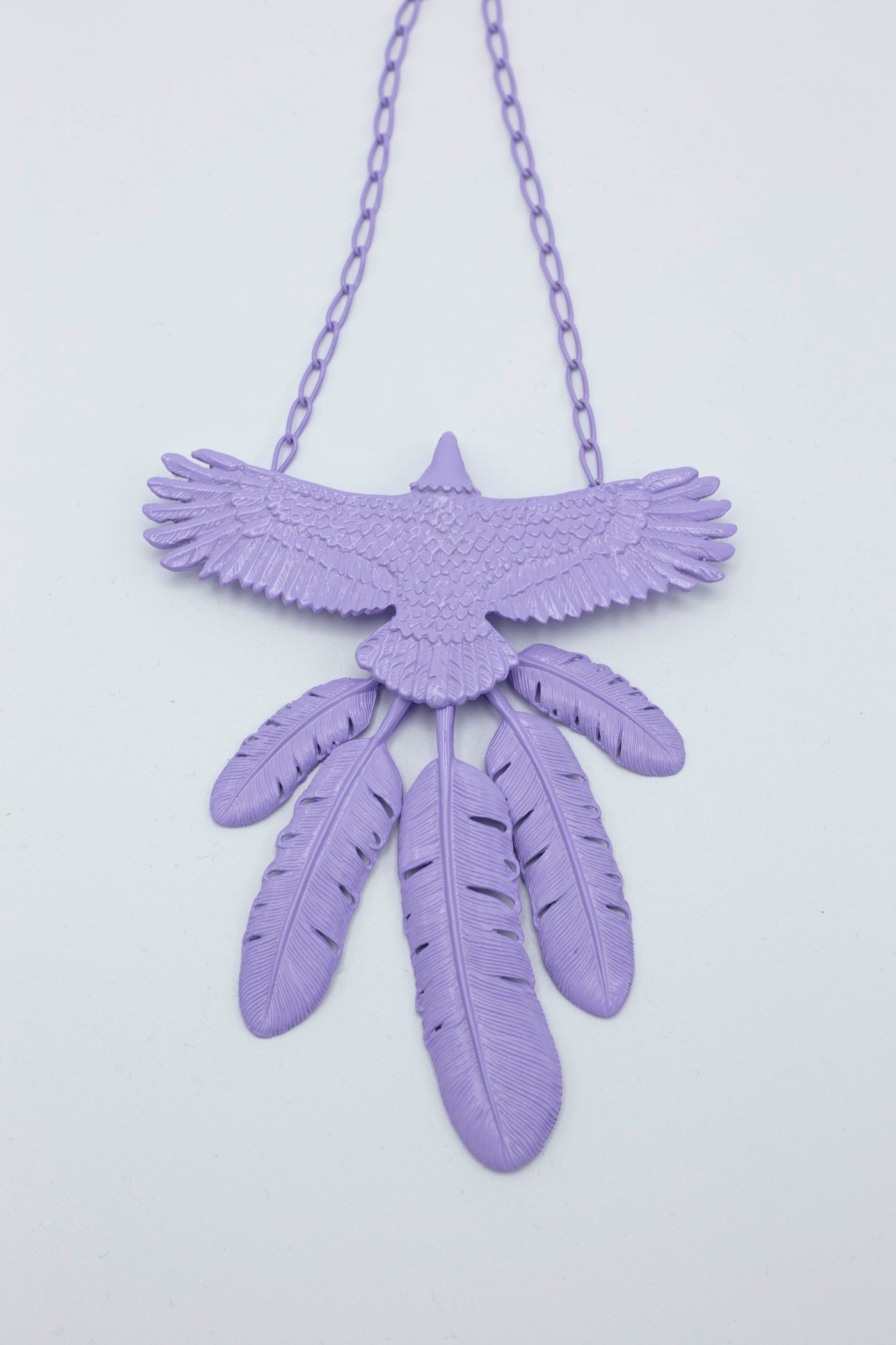 Laquered EAGLE Necklace - Light Purple
