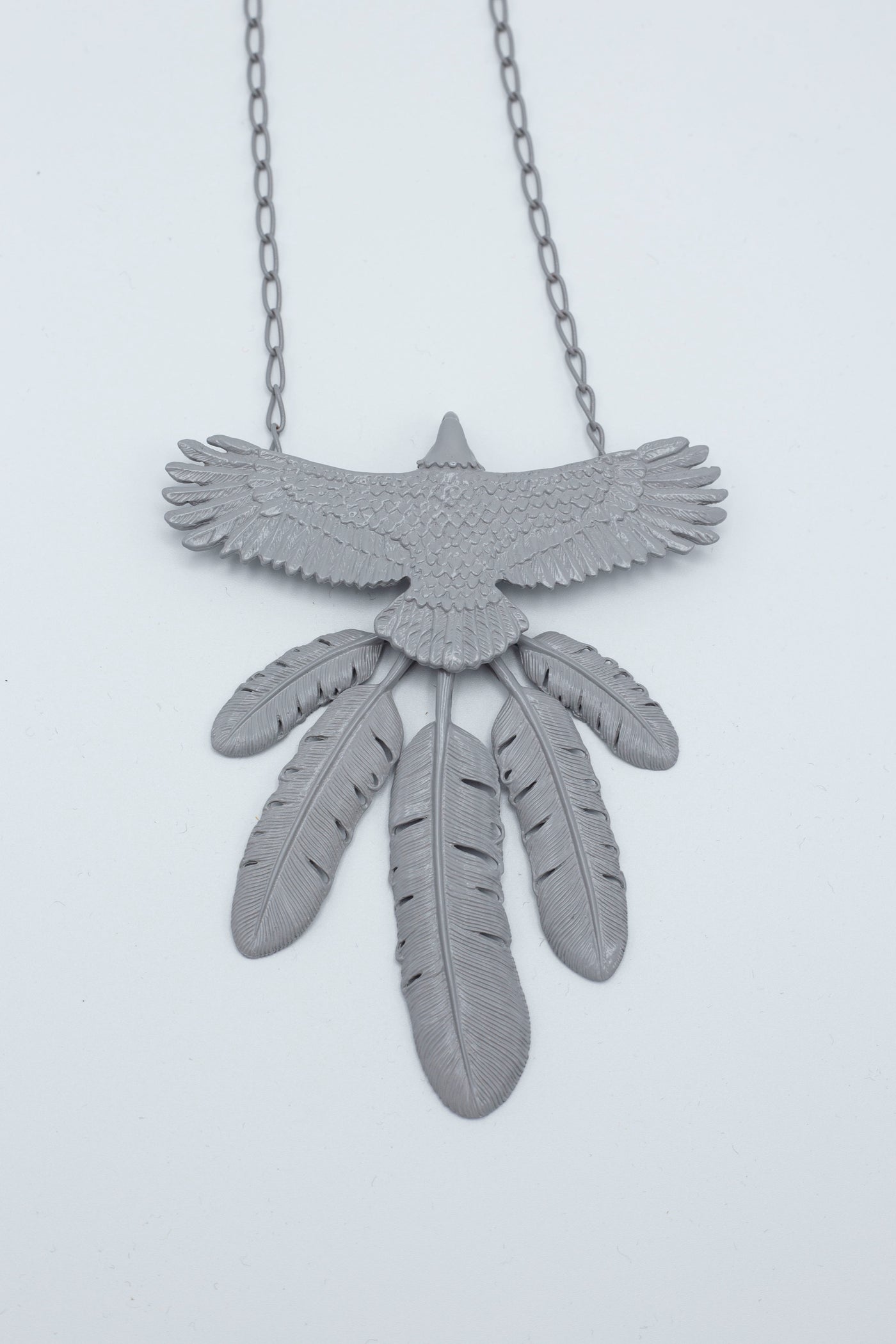 Laquered EAGLE Necklace - Grey