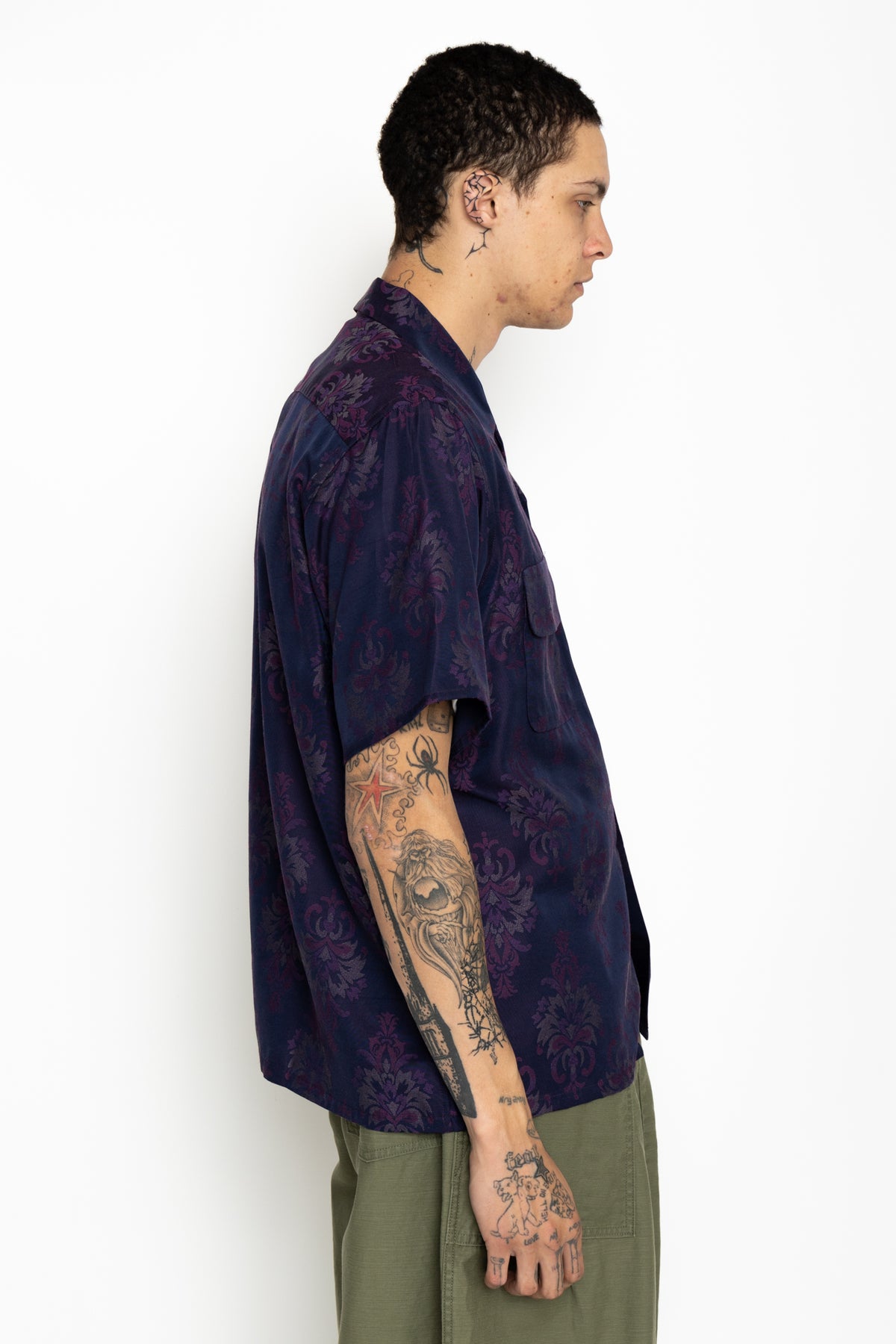 NEEDLES S/S Classic Shirt CU/R/S Ornament Jq. - Purple – BLUE 