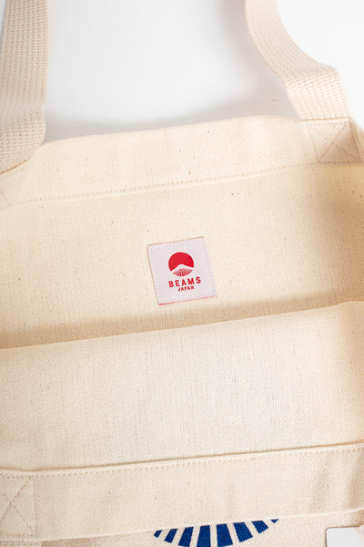 evergreen works x BEAMS JAPAN Tote Bag - White x Indigo