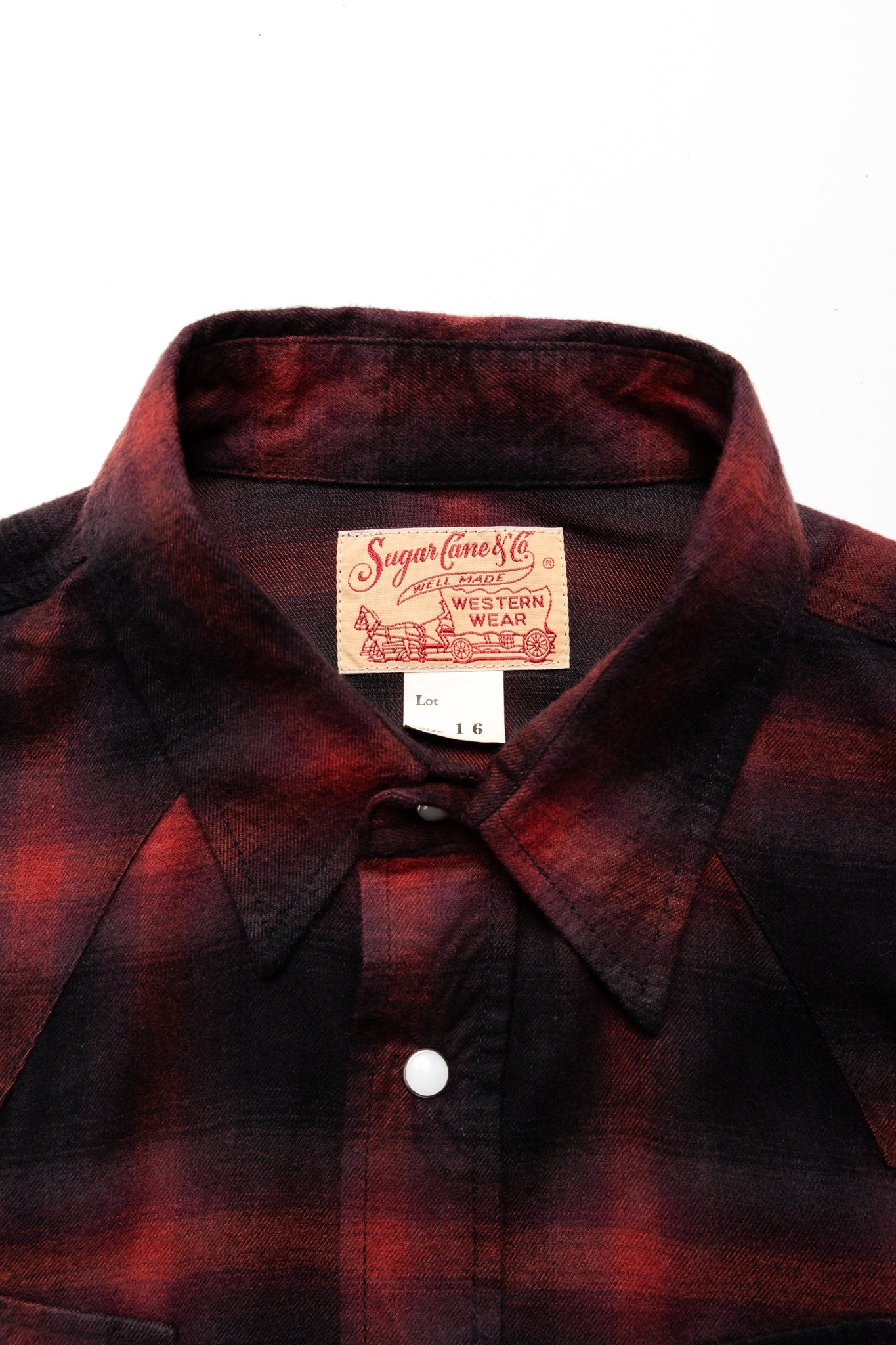 Cotton Rayon Ombre Check Western Shirt - Red