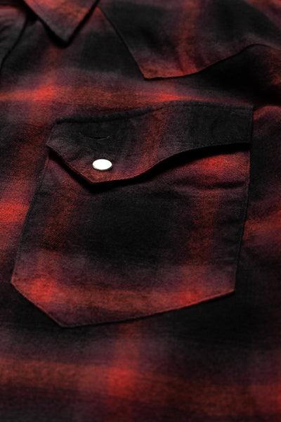 Cotton Rayon Ombre Check Western Shirt - Red