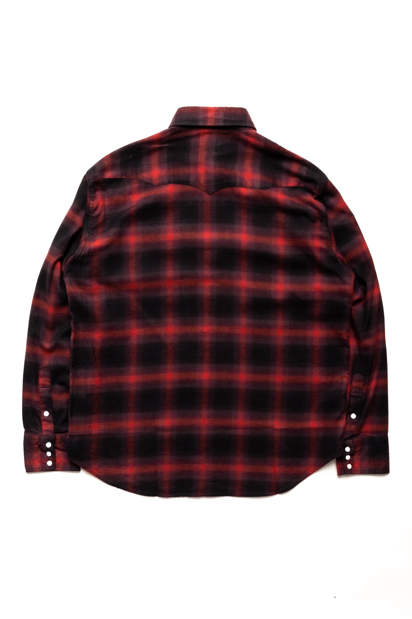 Cotton Rayon Ombre Check Western Shirt - Red