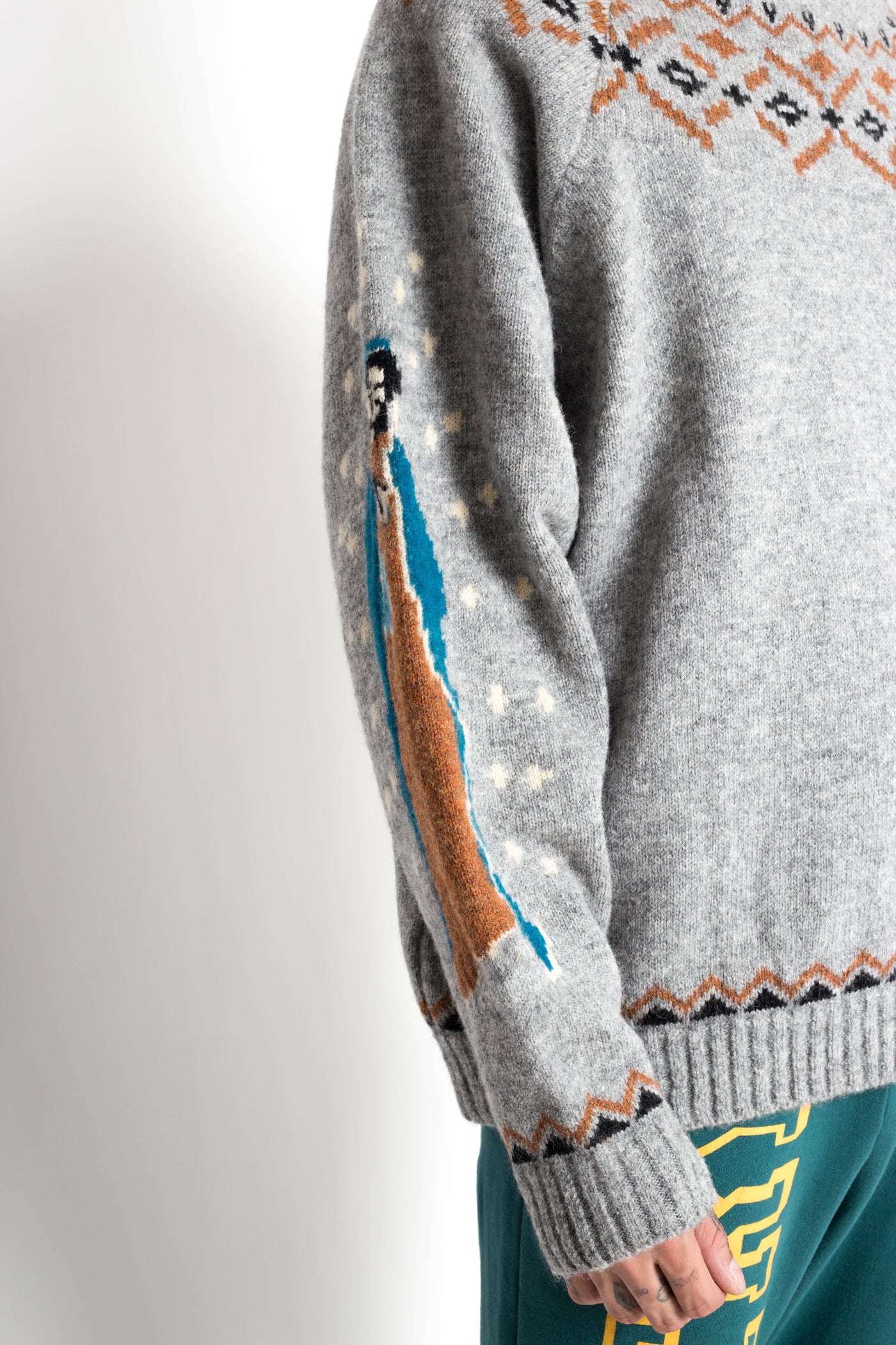 5G Wool Elbow VIRGIN MARY Nordic Sweater Grey