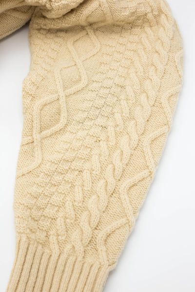 5G Wool Cable Knit Elbow-CAPITAL Cardigan - Ecru