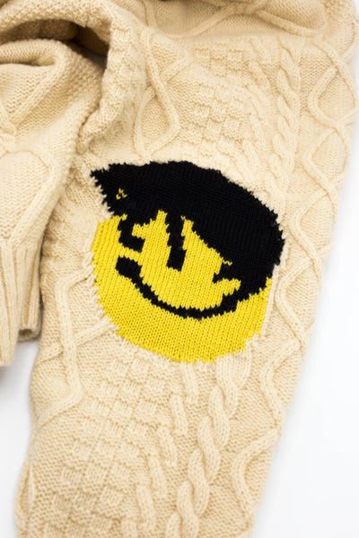 5G Wool Cable Knit Elbow-CAPITAL Cardigan - Ecru