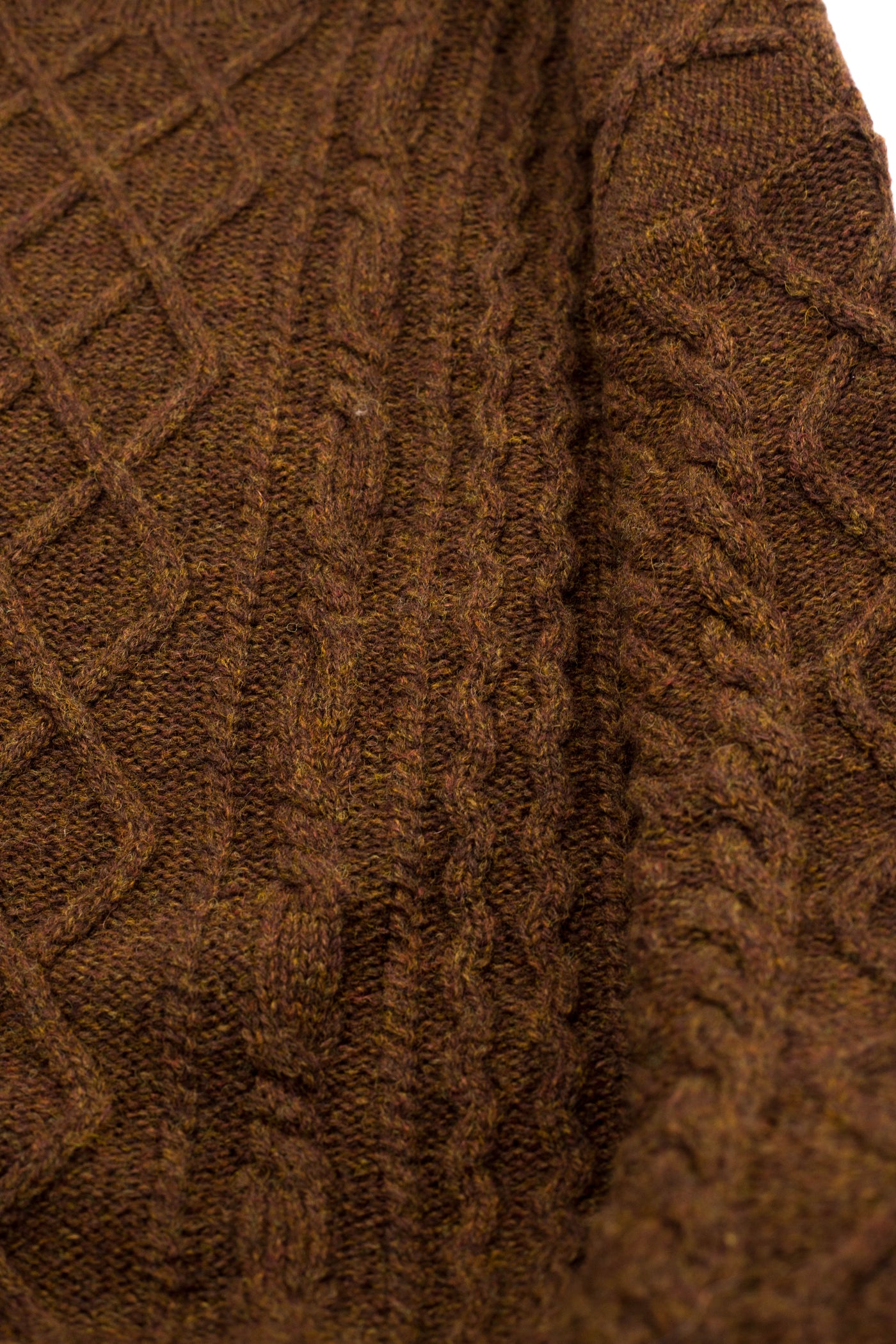 5G Wool Cable Knit Elbow-CAPITAL Crew Sweater - Brown