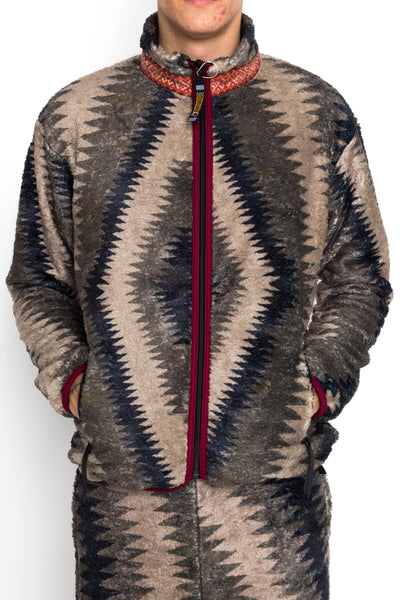 THUNDER MOTHER Fleece ZIP Blouson - Grey Beige