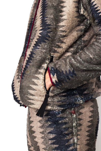 THUNDER MOTHER Fleece ZIP Blouson - Grey Beige