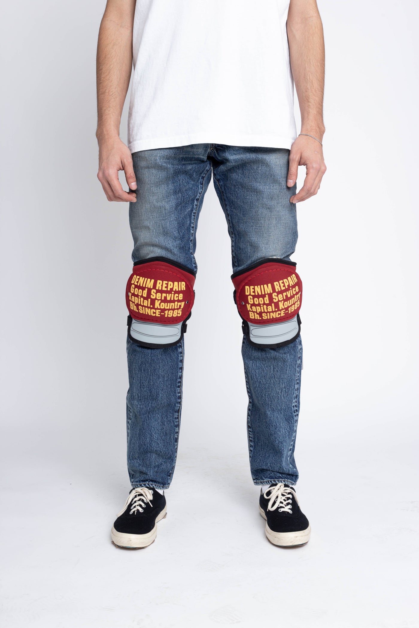 DENIM REPAIR Knee Pad - Burgundy X Grey