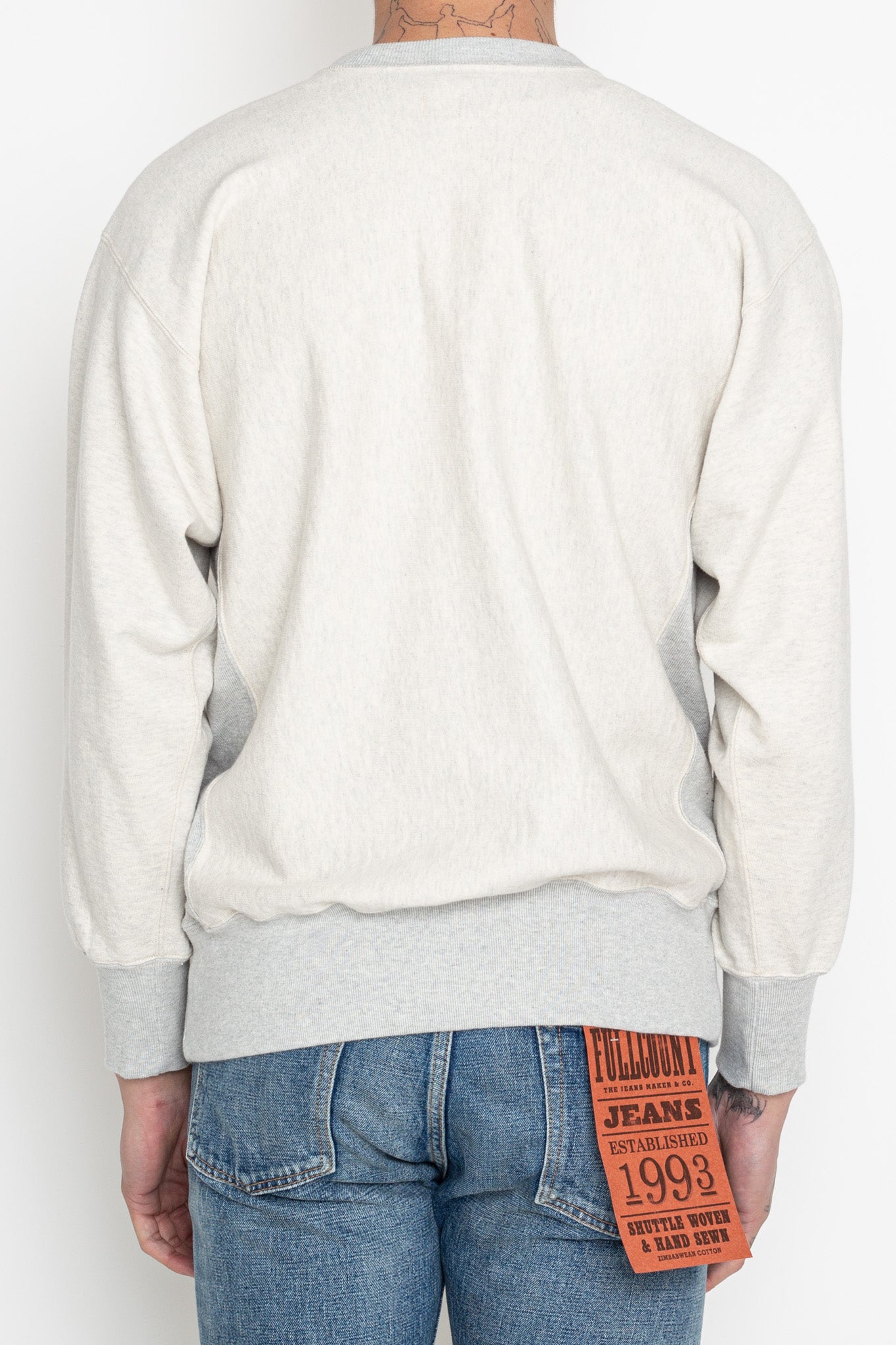 Heavyweight Crewneck Sweatshirt (Blue in Green Version) - Oatmeal×Ice Gray