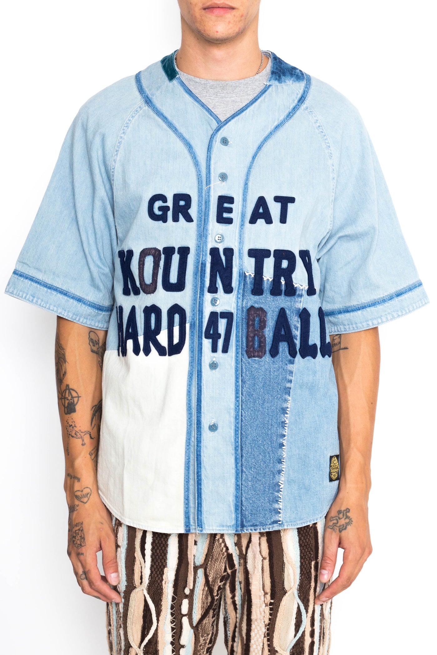 8oz Reconstruction Denim GREAT KOUNTRY Baseball Shirt