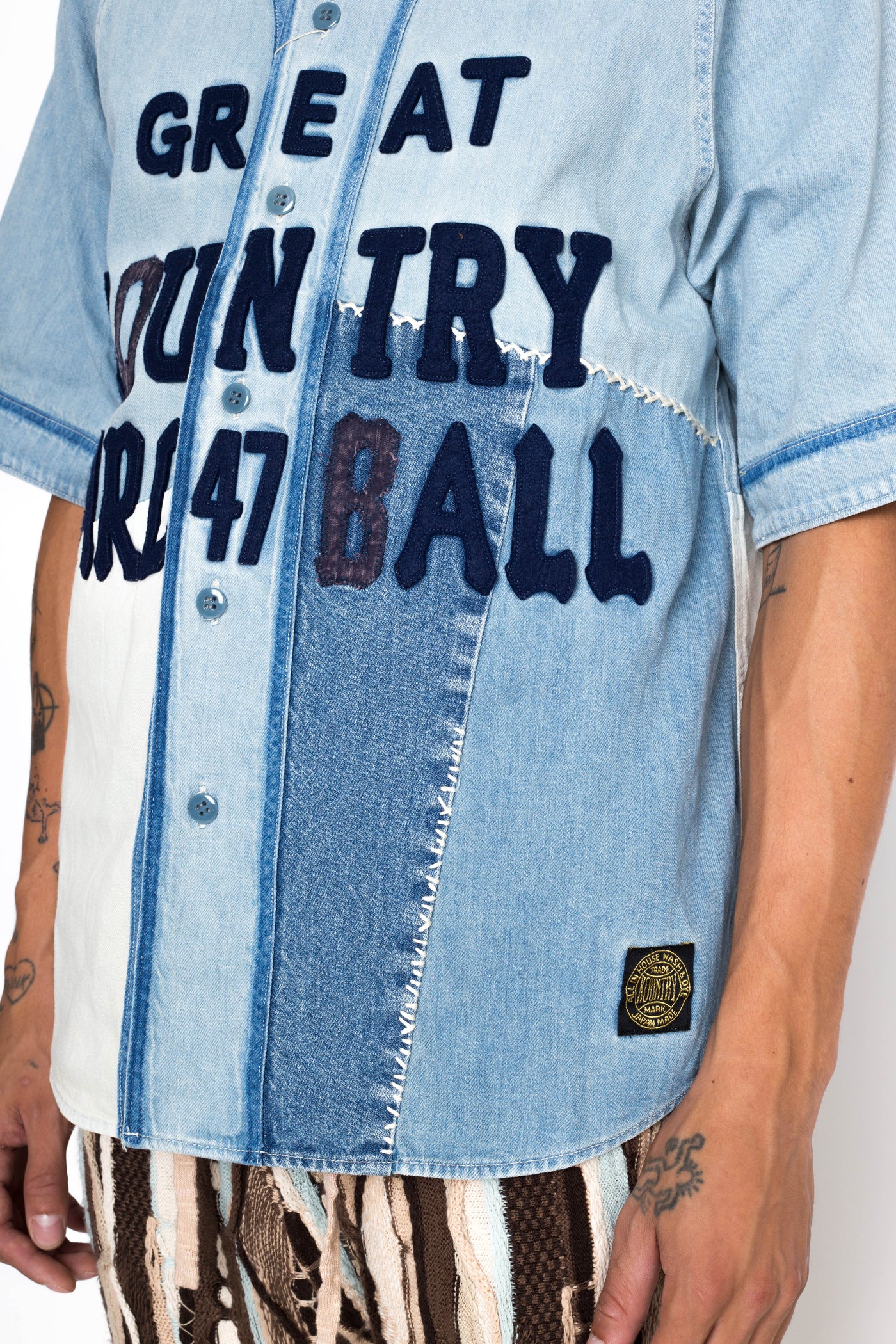 8oz Reconstruction Denim GREAT KOUNTRY Baseball Shirt