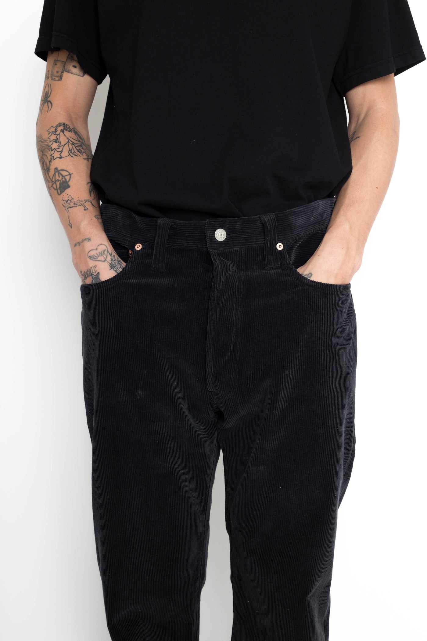 9W Corduroy 5 Pocket Pants 1947 Model - Black