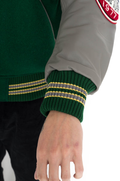 30oz. Wool Melton Award Jacket “MAVERICKS” - Green x Grey