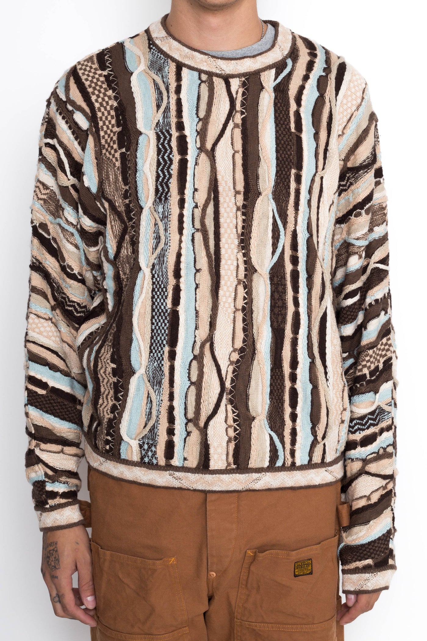 7G Knit GAUDY Crew Sweater - Brown