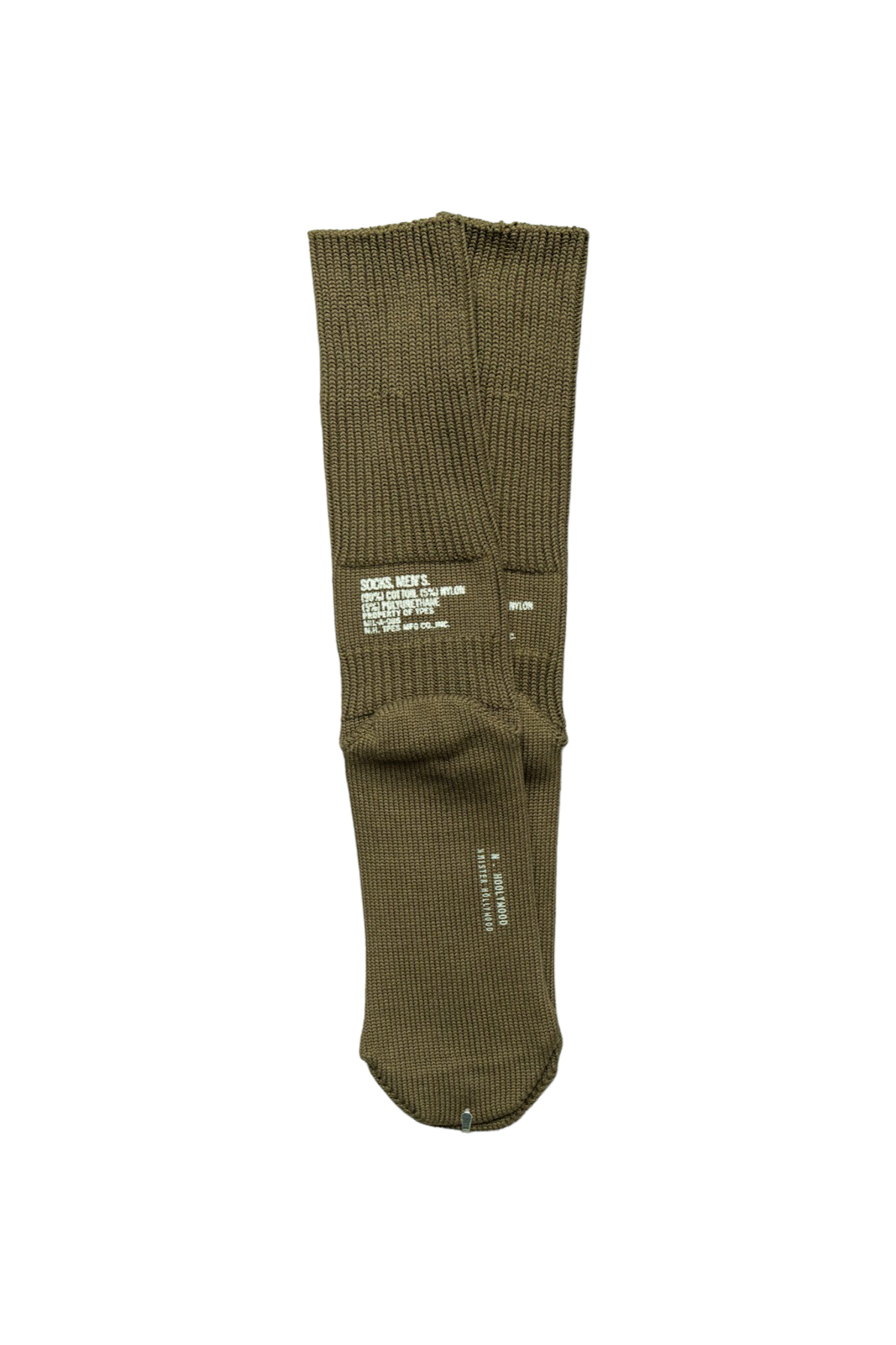 From N. Hoolywod are crew length Ribbed socks. Milspec printed on the back, it is visible when you put on short shoes. Made of cotton which has crude texture. 90% cotton, 5% nylon, 5% polyurethane. Made In Japan 