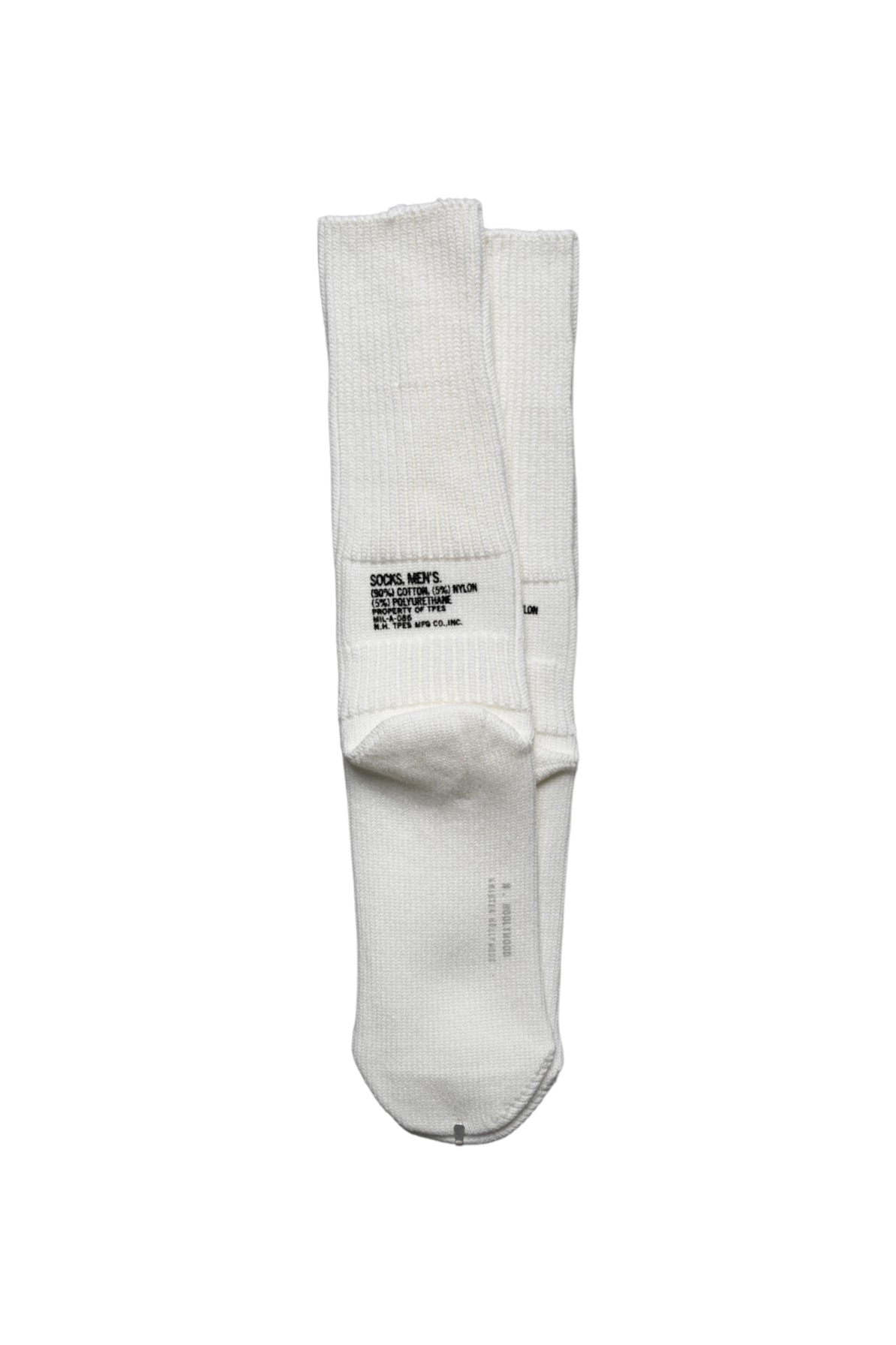 From N. Hoolywod are crew length Ribbed socks. Milspec printed on the back, it is visible when you put on short shoes. Made of cotton which has crude texture. 90% cotton, 5% nylon, 5% polyurethane. Made In Japan 